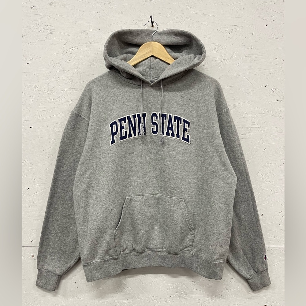 Vintage Champion Penn State University Hoodie, Size L, Heather Gray